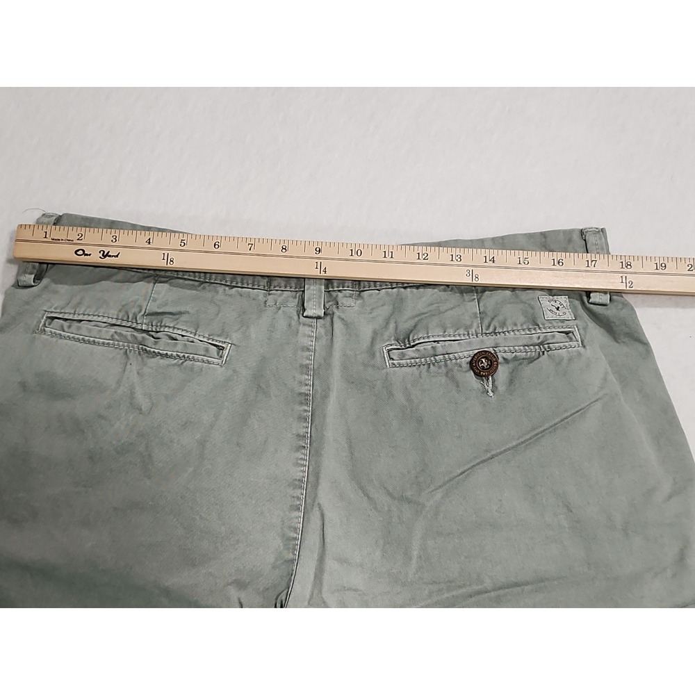 American Eagle Shorts Mens 34 Prep Fit Olive Green Chino Casual Flat Front - Picture 10 of 11